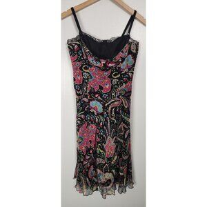 Vtg. ABS Collection Women's Sz. 8 Silk Paisley Midi Slip Dress